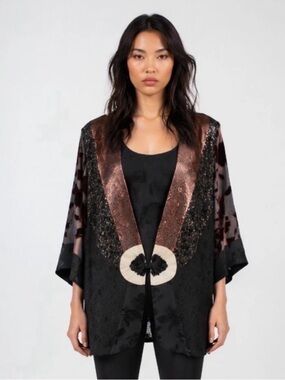 Vintage 90’s Violet Kay Whimsigoth Kimono Top, 3/4 Long Bell Sleeve, XL
